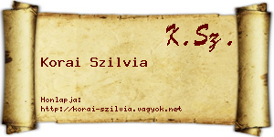 Korai Szilvia névjegykártya